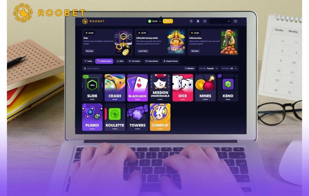 Roobet Originals page on laptop